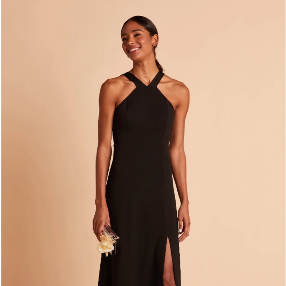 New w/ Tags - Size L Black Gene Crepe Birdy Grey Bridesmaids Dress